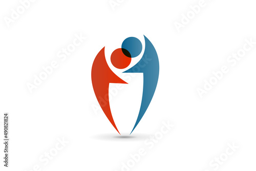 Couple people hugging icon logo vector