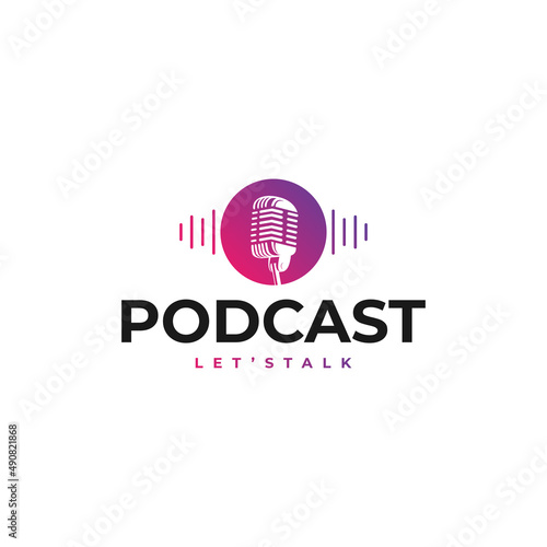 creative podcast logo design vector