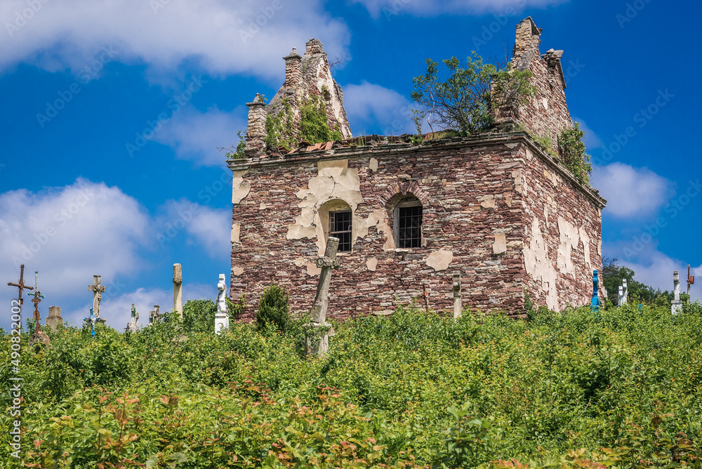 Poninski family burial chapel on abandoned cemetery in former town of Chervonohorod - Chervone, Ukraine