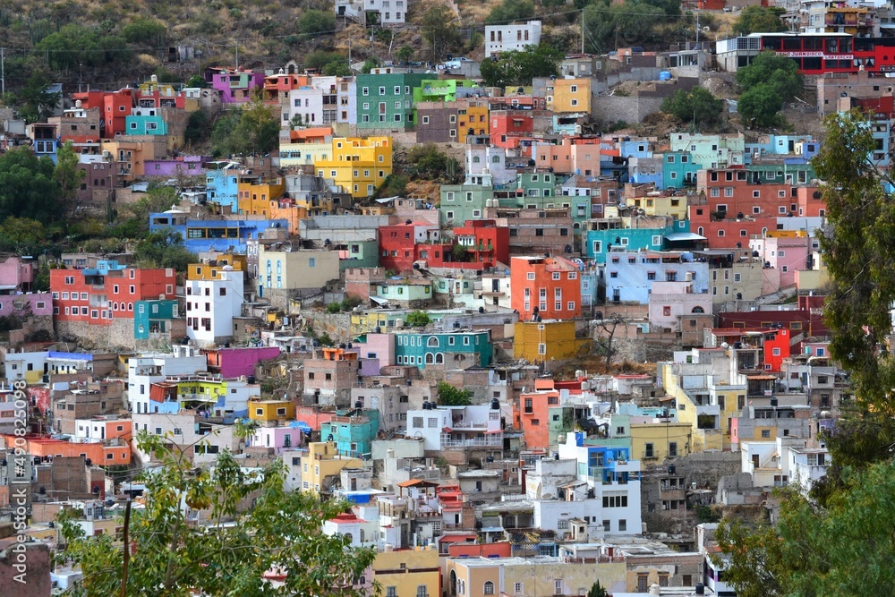 Colorful houses, urban landscape at Guanajuato, Mexico