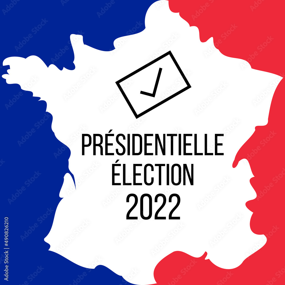 french presidential election 2022, flat vector banner or poster with french map
