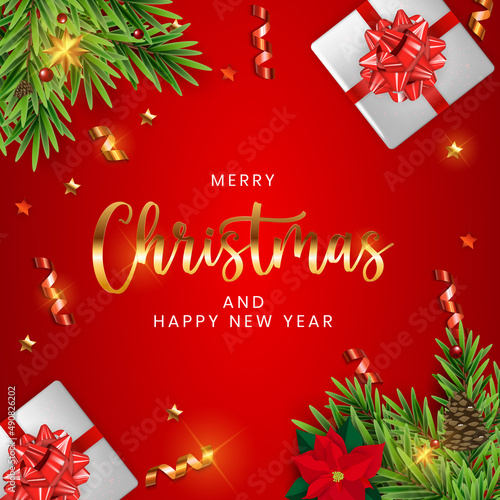 Holiday New Year and Merry Christmas Background Illustration