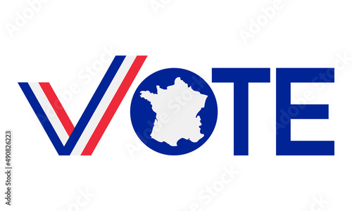 vote with french tricolor and map, vector banner or social media post template