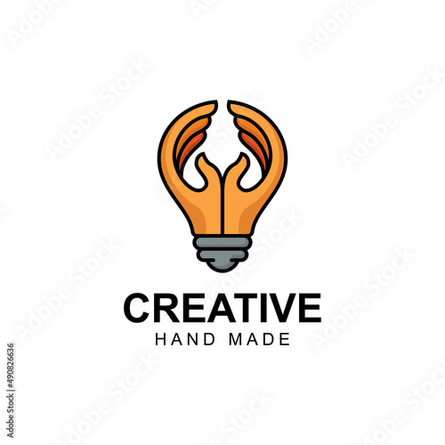 creative idea imagination or innovation logo for life hack creativity hand made vector icon symbol