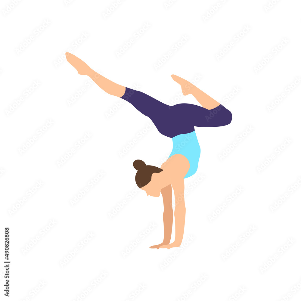 A woman does yoga poses on a white background A woman does yoga poses on a white background