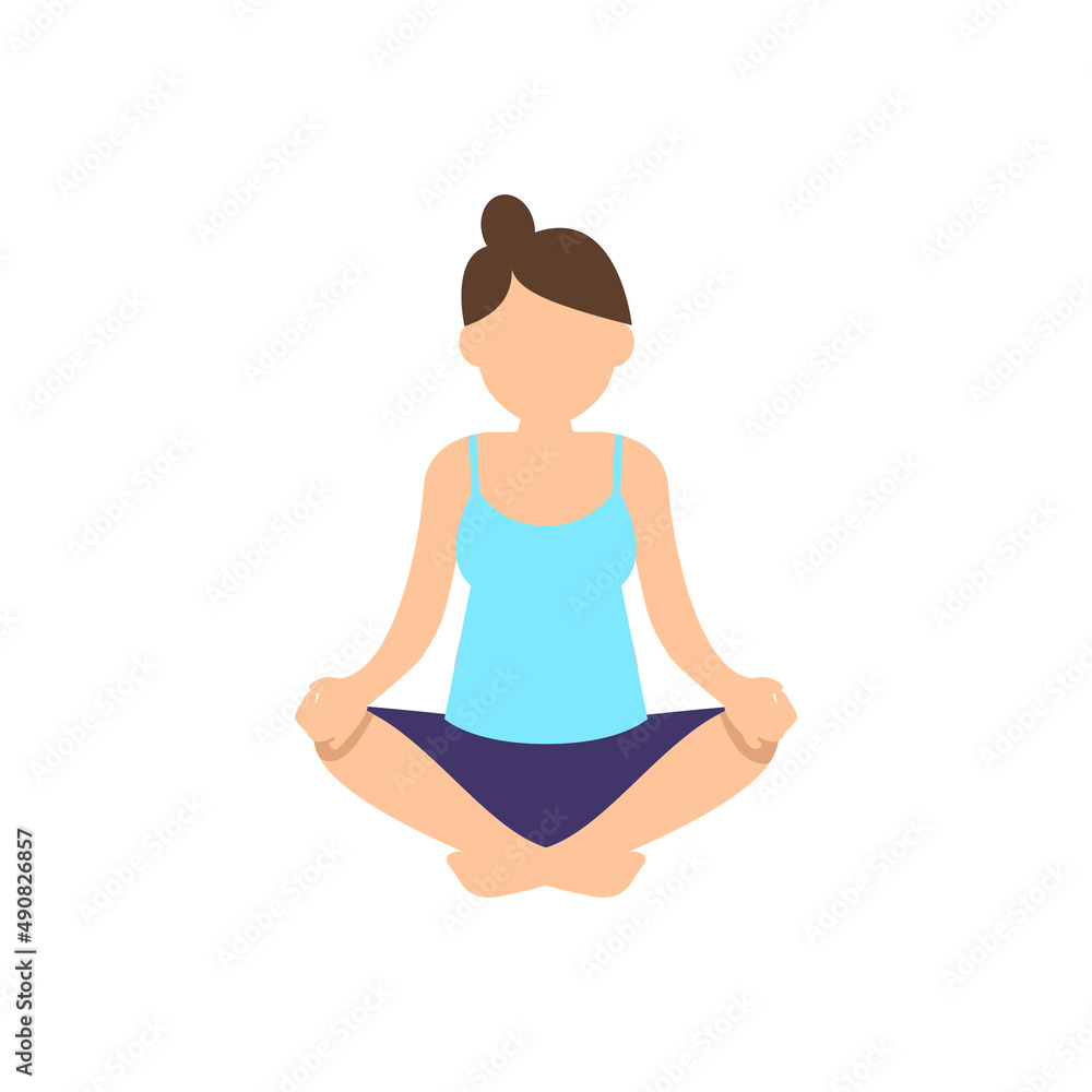 A woman does yoga poses on a white background