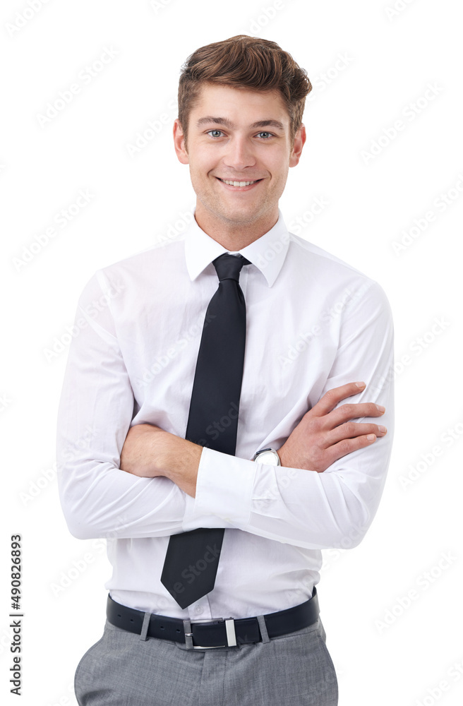 Determined to make his mark in the business world. A handsome young business professional isolated on white. Determined to make his mark in the business world. A handsome young business professional isolated on white.