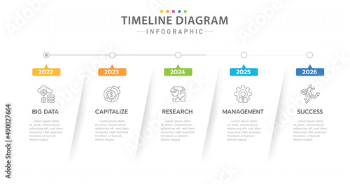 Infographic template for business. 5 Steps Timeline diagram calendar with modern icons, presentation vector infographic.
