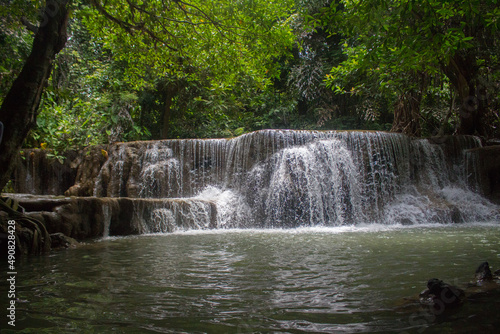 Fototapeta Naklejka Na Ścianę i Meble -  Huay Mae Khamin Beautiful Waterfall in Kanchanaburi.Unseen Thailand.