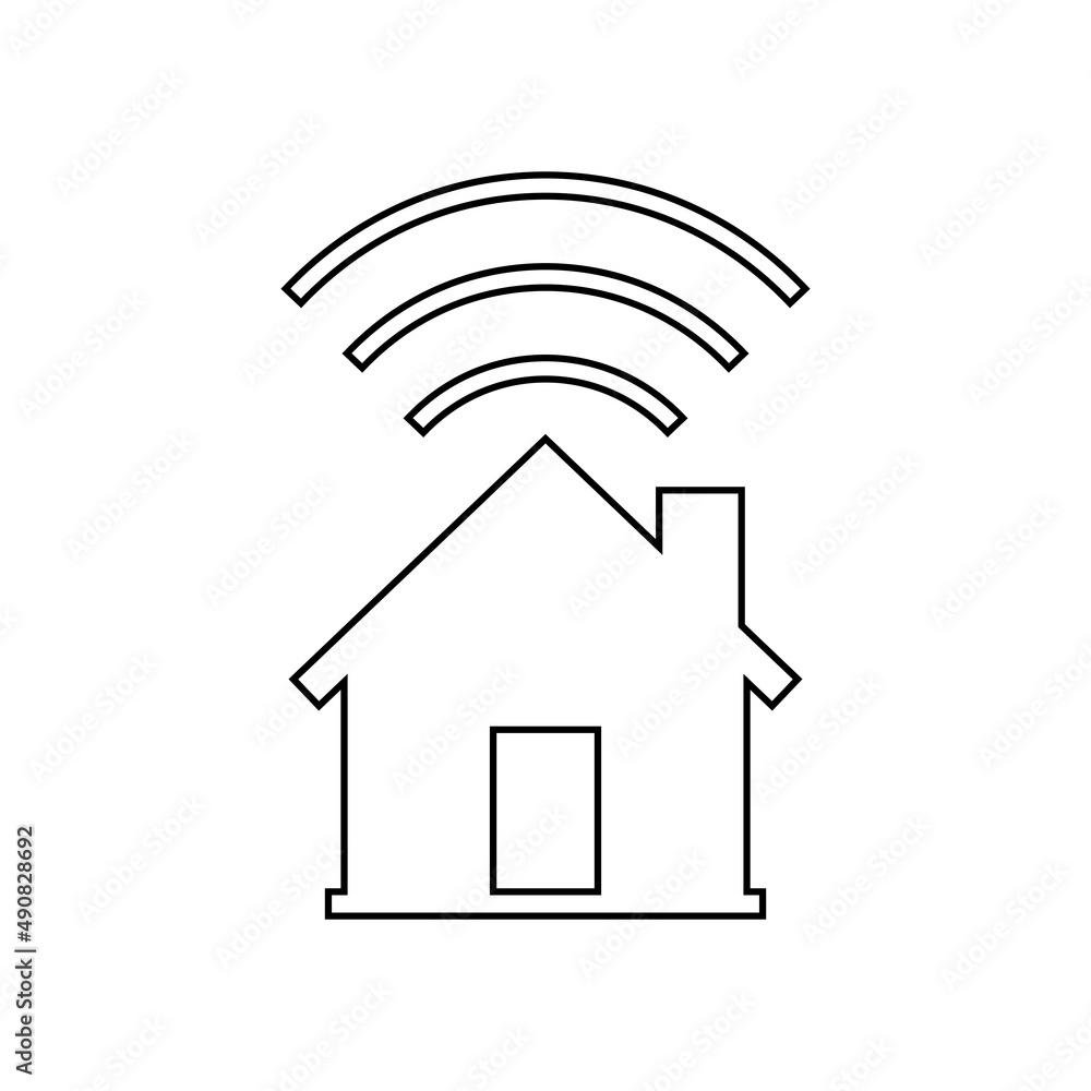 Home and wireless signal in outlined icon. Suitable for design element of smarthome app icon and digital home technology. Home and wireless signal in outlined icon. Suitable for design element of smarthome app icon and digital home technology.