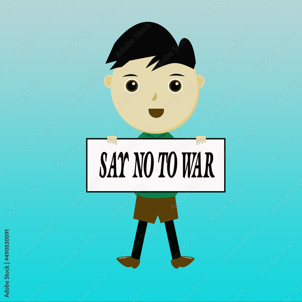 illustration vector child character child character holding writing say no to war illustration vector child character child character holding writing say no to war