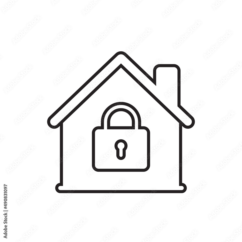 Vector illustration of lock and house icon. Suitable for design element of home security, digital safety for house, and smarthome app icon. Vector illustration of lock and house icon. Suitable for design element of home security, digital safety for house, and smarthome app icon.