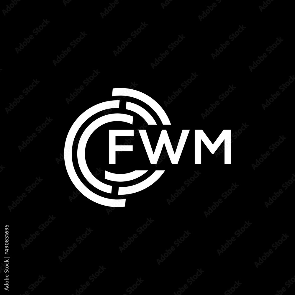 FWM letter logo design on black background. FWM creative initials letter logo concept. FWM letter design. FWM letter logo design on black background. FWM creative initials letter logo concept. FWM letter design.