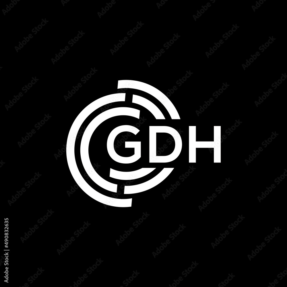 GDH letter logo design on black background. GDH creative initials letter logo concept. GDH letter design.