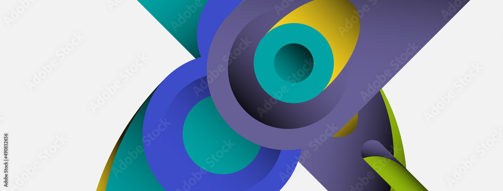 Abstract background. Minimal geometric circles and round style shapes with deep shadow effects. Trendy technology business template for wallpaper banner or background Abstract background. Minimal geometric circles and round style shapes with deep shadow effects. Trendy technology business template for wallpaper banner or background