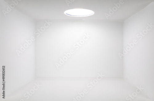 Empty white illuminated soft box. Copy space