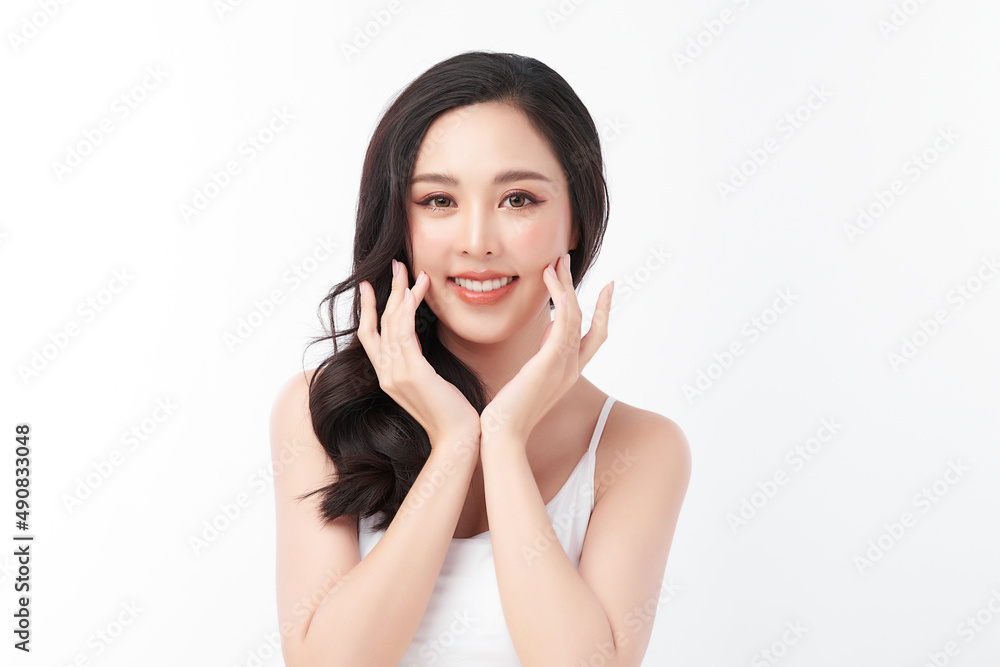 Beautiful young asian woman with clean fresh skin on white background, Face care, Facial treatment, Cosmetology, beauty and spa, Asian women portrait. Beautiful young asian woman with clean fresh skin on white background, Face care, Facial treatment, Cosmetology, beauty and spa, Asian women portrait.