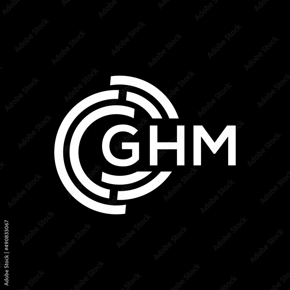 GHM letter logo design on black background. GHM creative initials letter logo concept. GHM letter design.