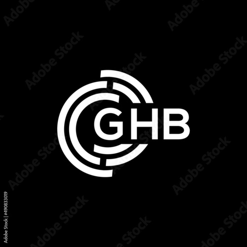 GHB letter logo design on black background. GHB creative initials letter logo concept. GHB letter design. photo