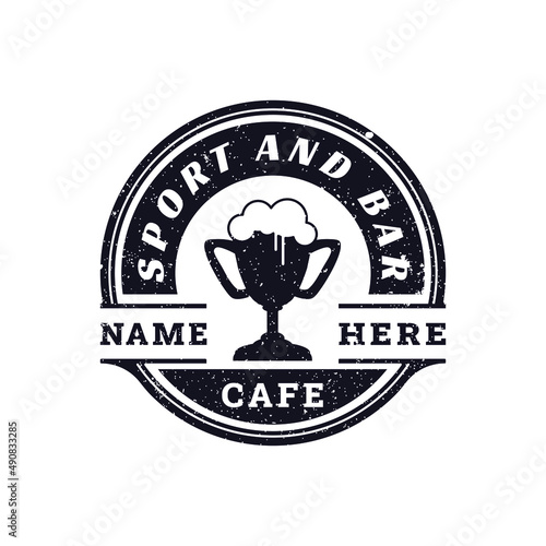 Trophy Cup Beer for Vintage Retro Sports Bar Cafe Tavern logo design inspiration