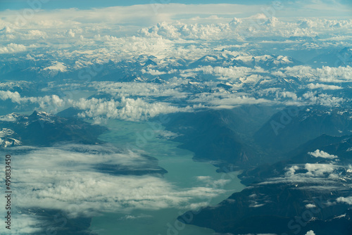 aerial view of the mountains © pengyu
