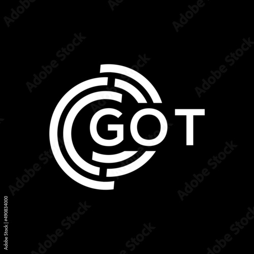 GOT letter logo design on black background. GOT creative initials letter logo concept. GOT letter design.