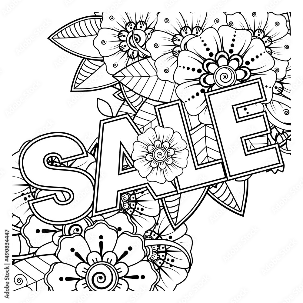 Sale banner or card template with mehndi flower Sale banner or card template with mehndi flower