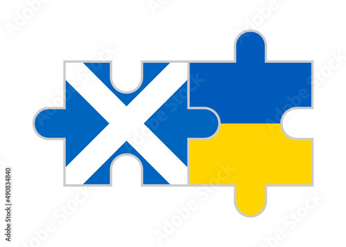 puzzle pieces of scotland and ukraine flags. vector illustration isolated on white background	
 photo