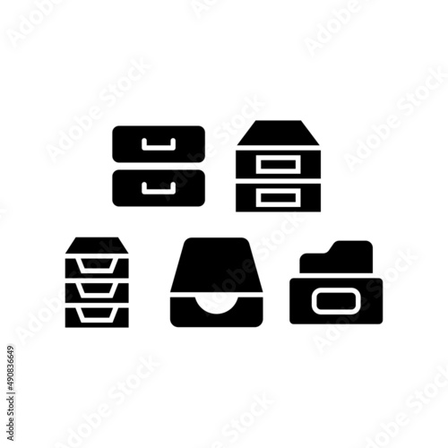 File Cabinet Icon Set Vector Illustration