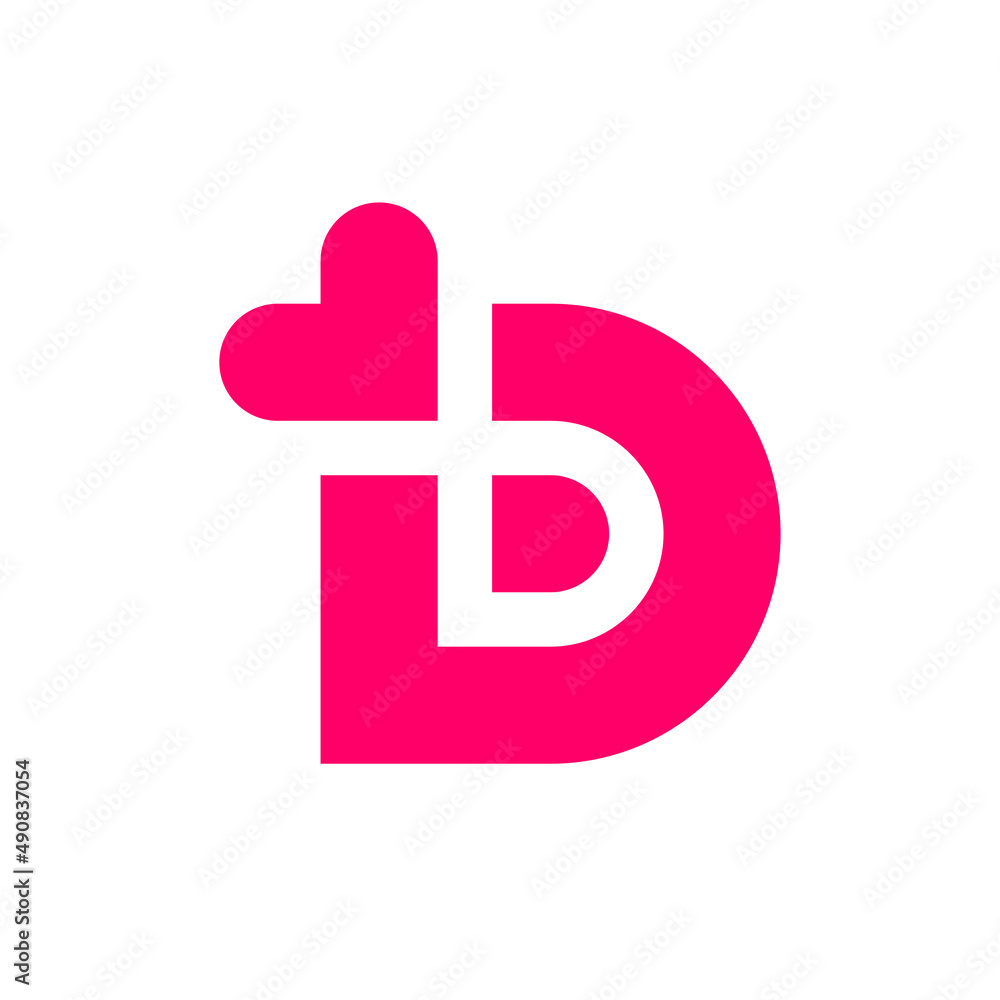 Letter D heart love logo design Stock Vector | Adobe Stock