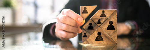 HR Recruitment Hand Making Tangram Puzzle photo