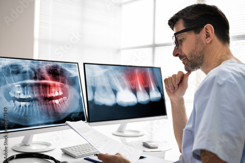 Radiologist Dentist Using X Ray Software