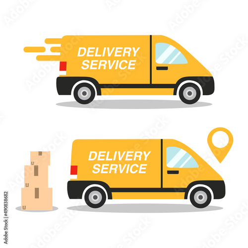 delivery van on white background