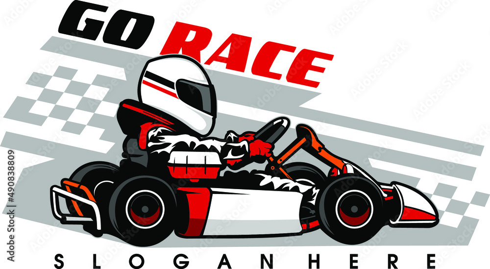 racing car on a race, gokart race vector, cartoon car race, speed gokart, racing  car vector Stock Vector | Adobe Stock