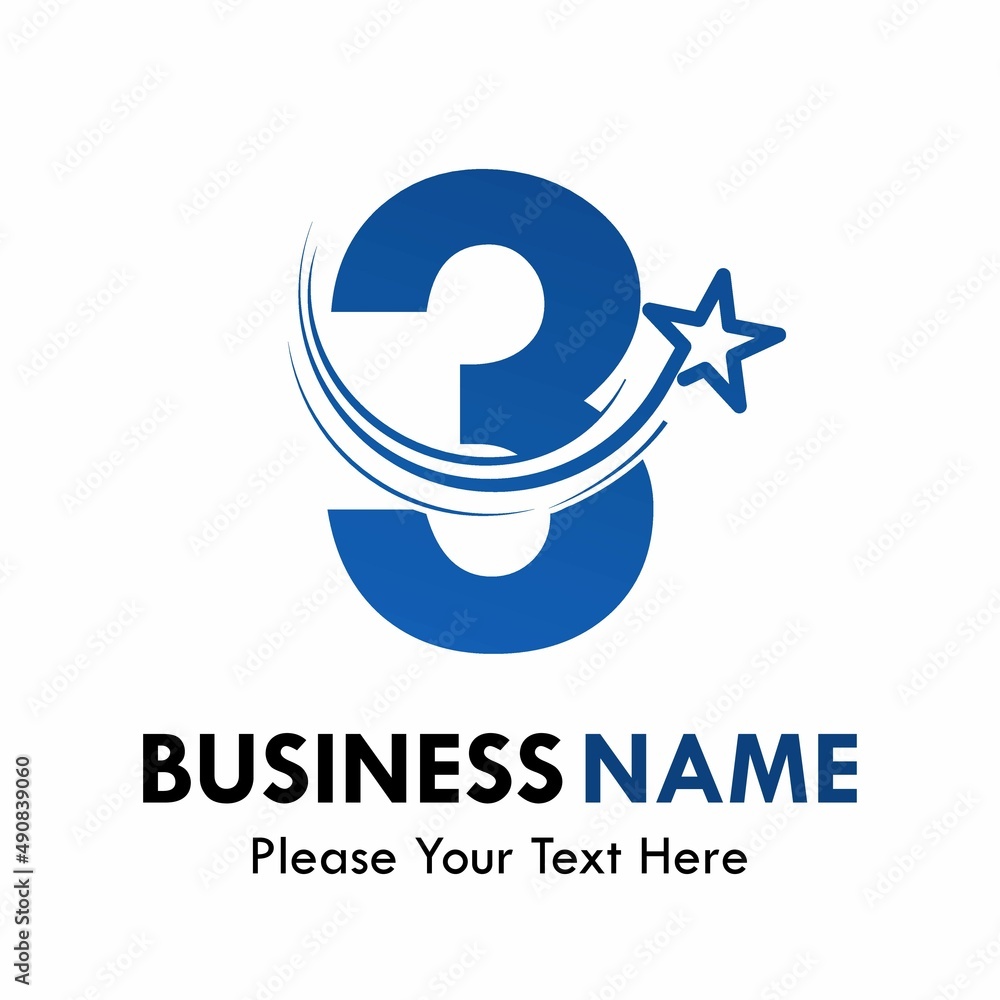 Number 3 with star logo template illustration Number 3 with star logo template illustration