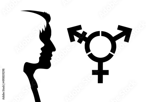 Gender Symbol for woman, man, divers black white heads