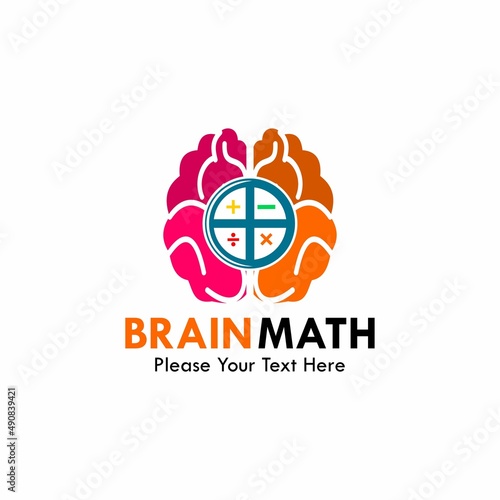 Brain math logo template illustration