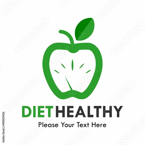 Diet healthy logo template illustration. there are apple with measuring instrument