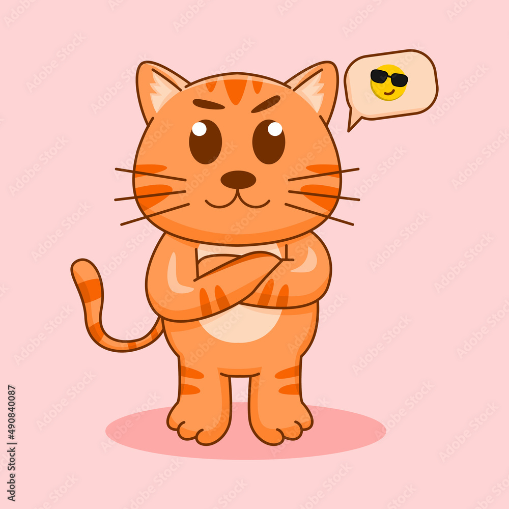 Cute orange cat standing, cartoon vector illustration Cute orange cat standing, cartoon vector illustration