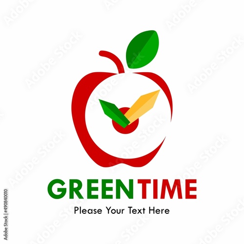 green time logo template illustration. there are apple with watch photo