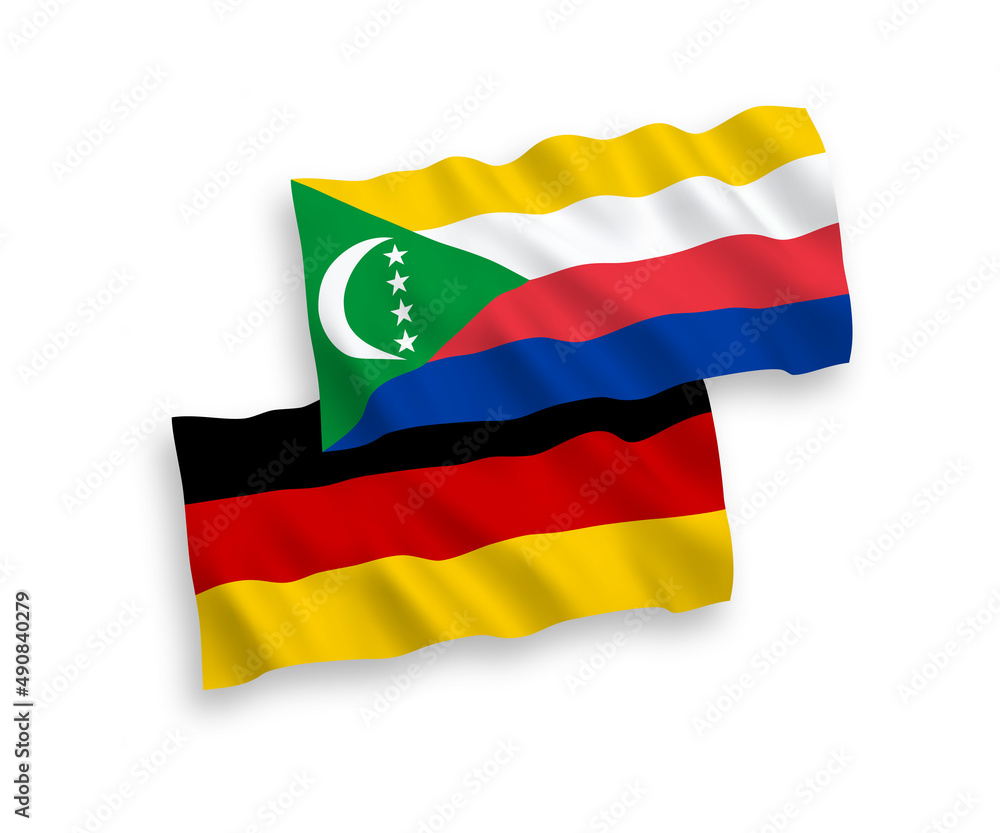 Flags of Union of the Comoros and Germany on a white background Flags of Union of the Comoros and Germany on a white background