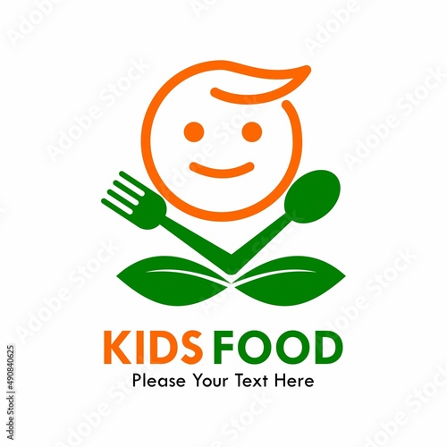 Kids food logo template illustration