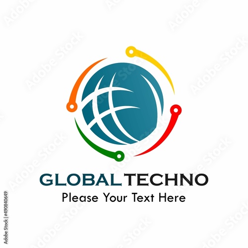 Global techno logo template illustration