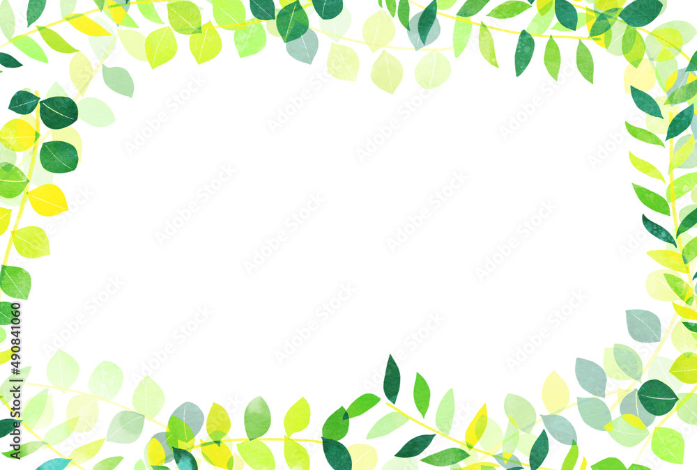 背景素材_水彩テクスチャ_葉っぱ