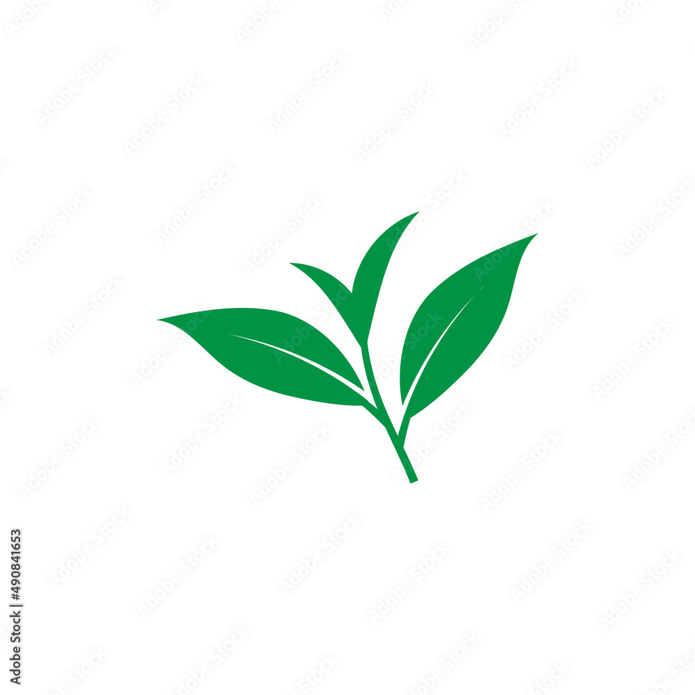 Tea leaf icon design template vector isolated illustration