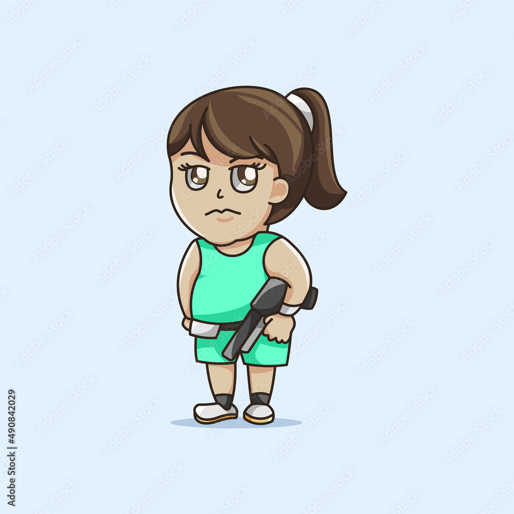 Cartoon girl holding a gun illustration Cartoon girl holding a gun illustration