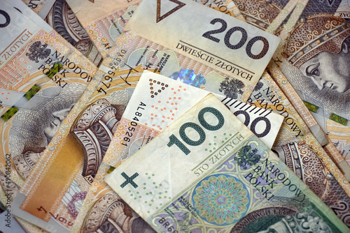 Background of polish zloty banknotes