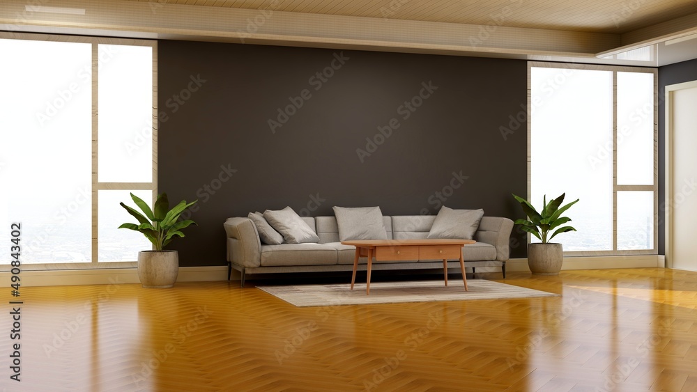 Fototapeta premium office wooden lobby waiting room for company wall logo mockup
