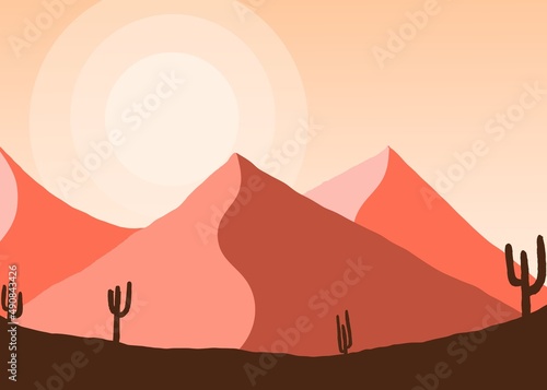 Illustration of desert and valley view