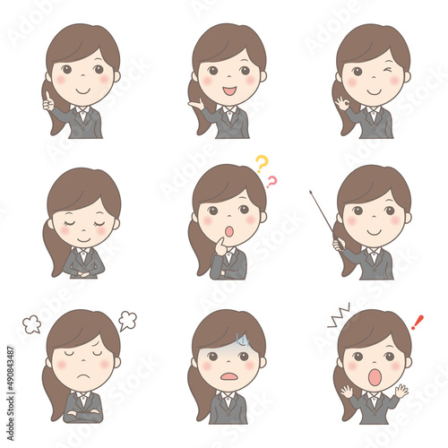 女性の上半身イラストセット（ビジネス）